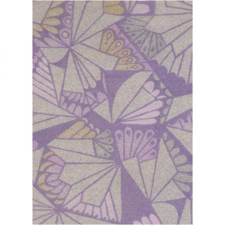 Fine art print of 1970s textile design with grey diamond-style facets on purple background
