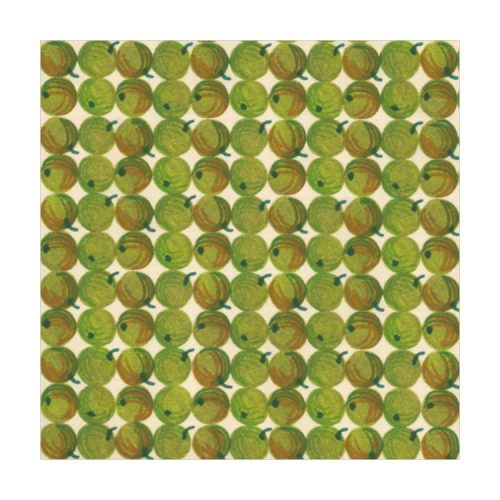 Greetings card with repeated pattern of green apples in rows