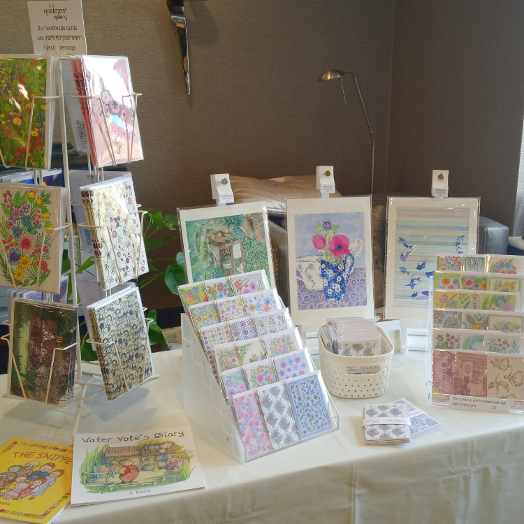 Photo of Goldcrest Gallery table display at first craft fair